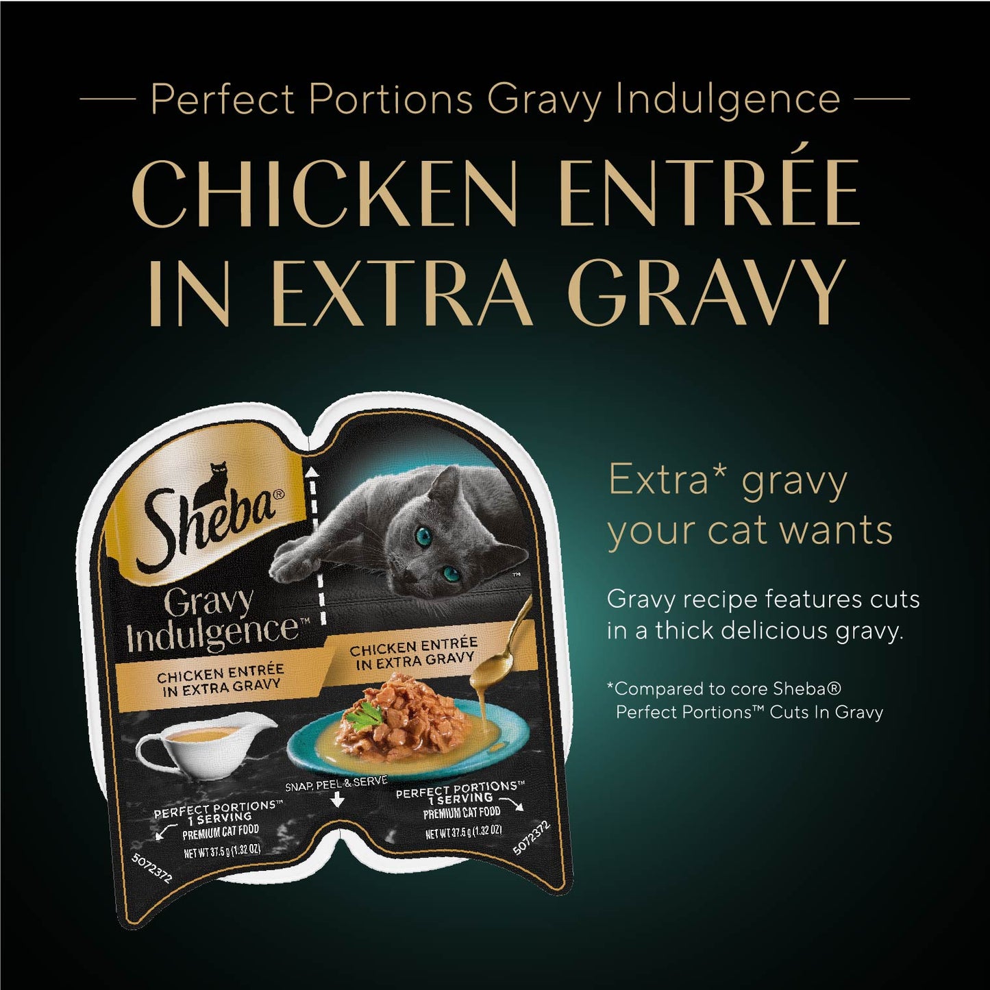 SHEBA Gravy Indulgence Adult Wet Cat Food, Chicken Entrée in Extra Gravy, 2.64 oz.