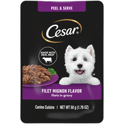 CESAR Filets in Gravy Wet Dog Food Filet Mignon Flavor, 1.76 oz. Pouch