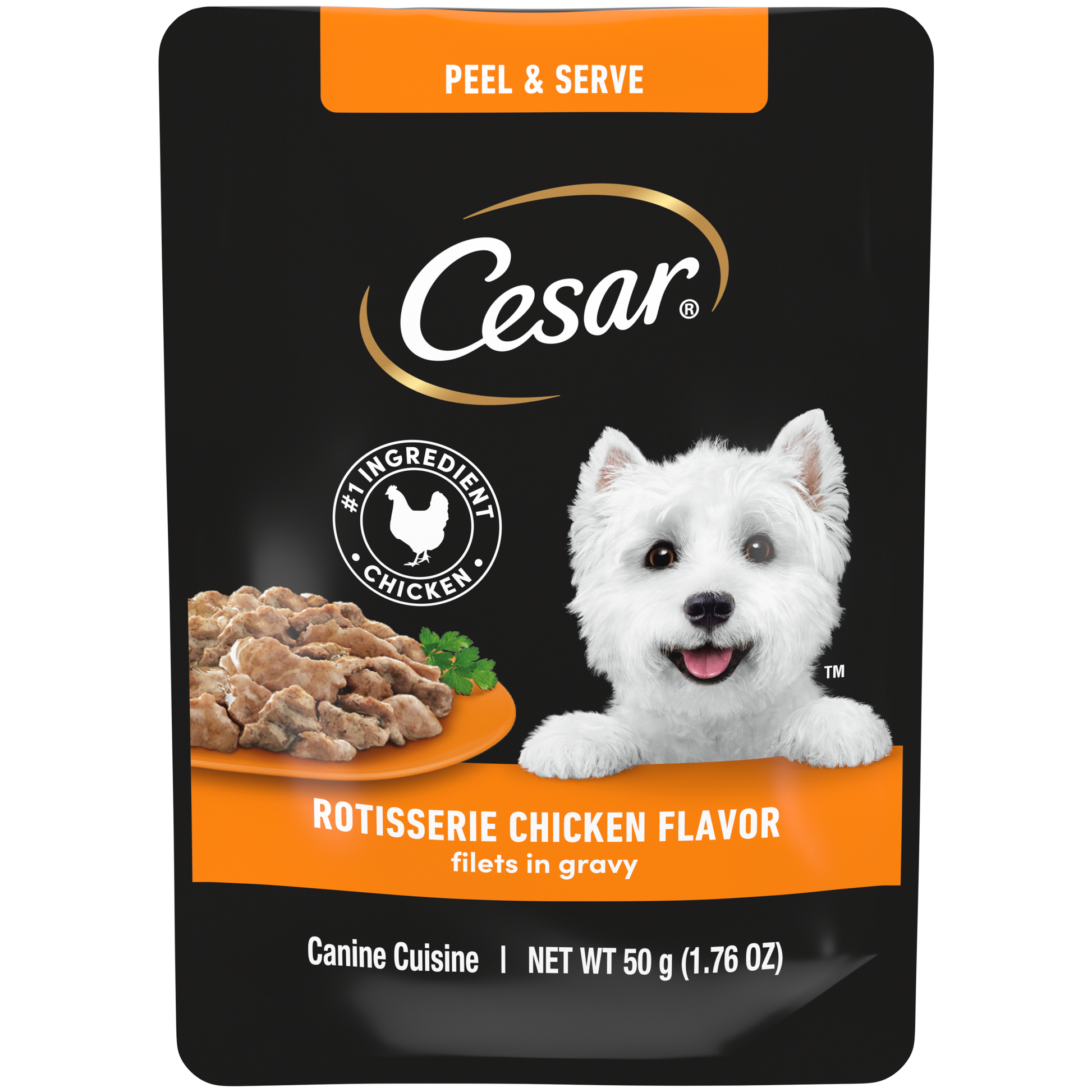Cesar Filets in Gravy Rotisserie Chicken Flavor Wet Dog Food, 1.76 oz. Pouch