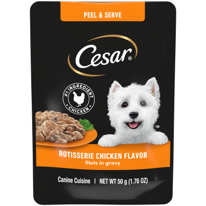 Cesar Filets in Gravy Rotisserie Chicken Flavor Wet Dog Food, 1.76 oz. Pouch