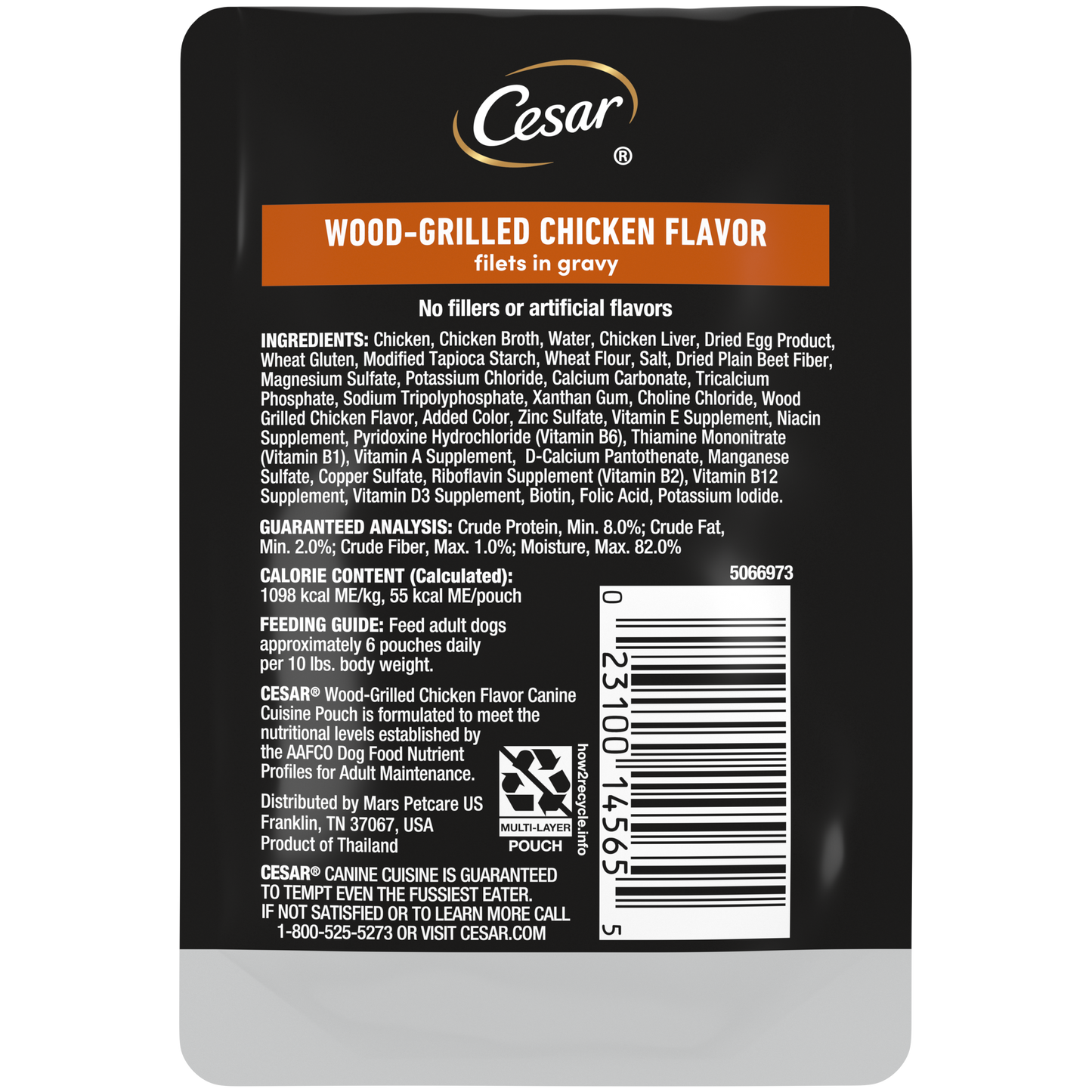 CESAR Filets in Gravy Wet Dog Food Wood-Grilled Chicken Flavor, 1.76 oz. Pouch