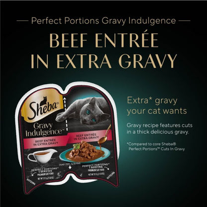Sheba Gravy Indulgence Adult Wet Cat Food, Beef Entrée in Extra Gravy, 2.64 oz.