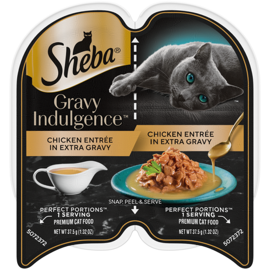 SHEBA Gravy Indulgence Adult Wet Cat Food, Chicken Entrée in Extra Gravy, 2.64 oz.